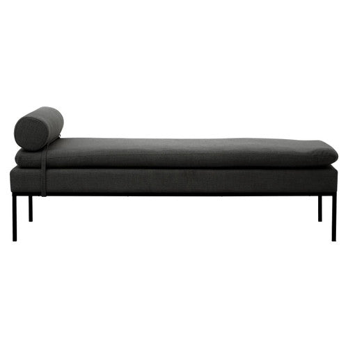 Harley Dark Grey Linen Textured Iron Frame Day Bed