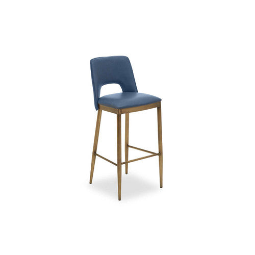 Gilden Blue Leather Effect Bar Chair