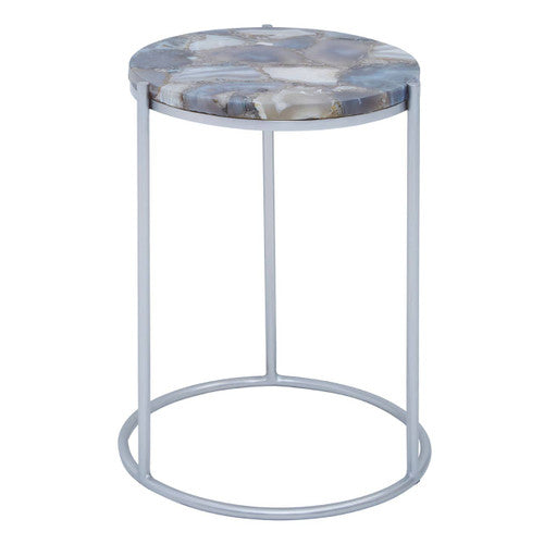 Inventivo Ivory And Silver Agate Side Table