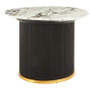 Doha White Marble Side Table with Fluted Base