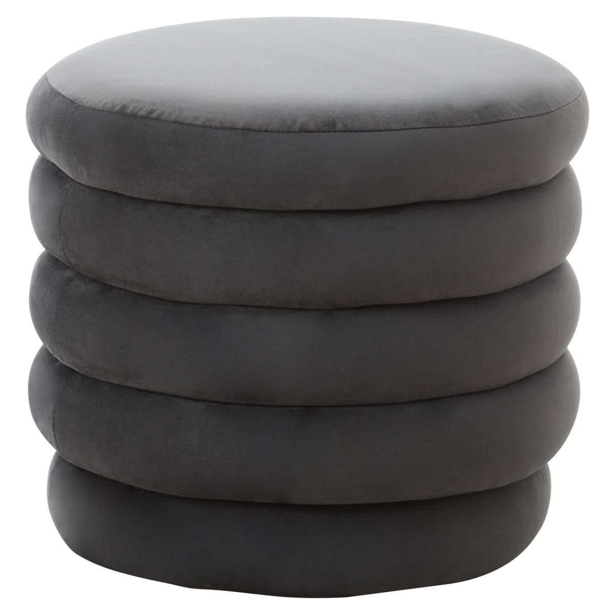 Helen Graphite Velvet Round Footstool