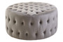 Haley Grey Velvet Round Tufted Footstool