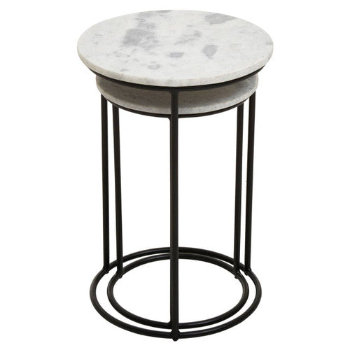 Mandoli Nest Of 2 White Marble Top Side Tables