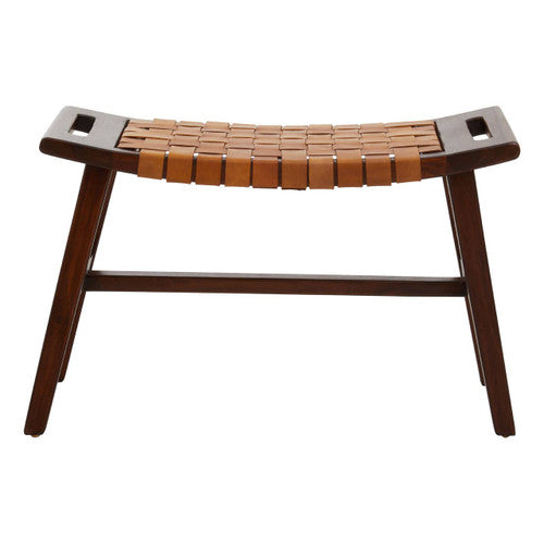 Inca Tan Leather Lattice Design Stool