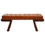 Inca Brown Leather Bench with Cedar Wood Angular Base