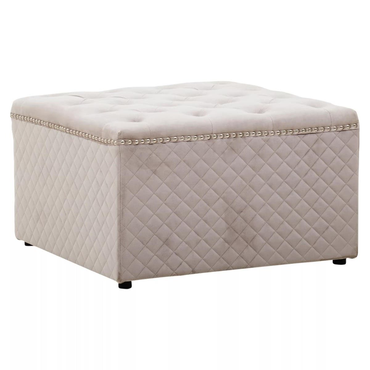 Zamora Square Mink Velvet Ottoman