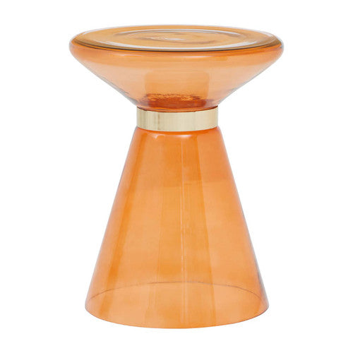 Martini Amber Glass and Gold Side Table