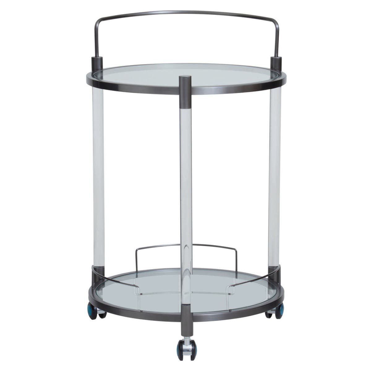 Oria White Glass Bar Trolley