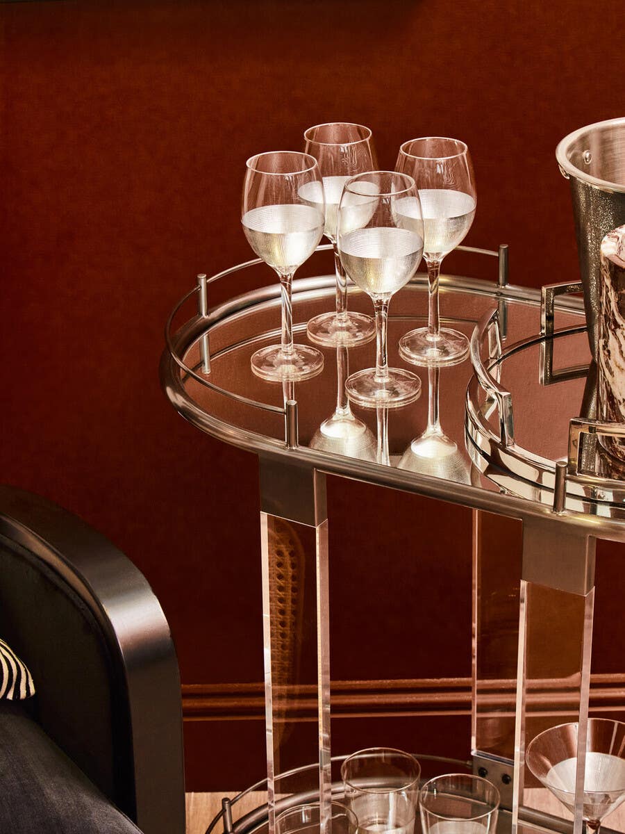 Oria Mirrored Trolley With Cool Metallic Frame
