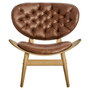 Vinsi Brown Leather Effect Chair with Elm Wood Frame