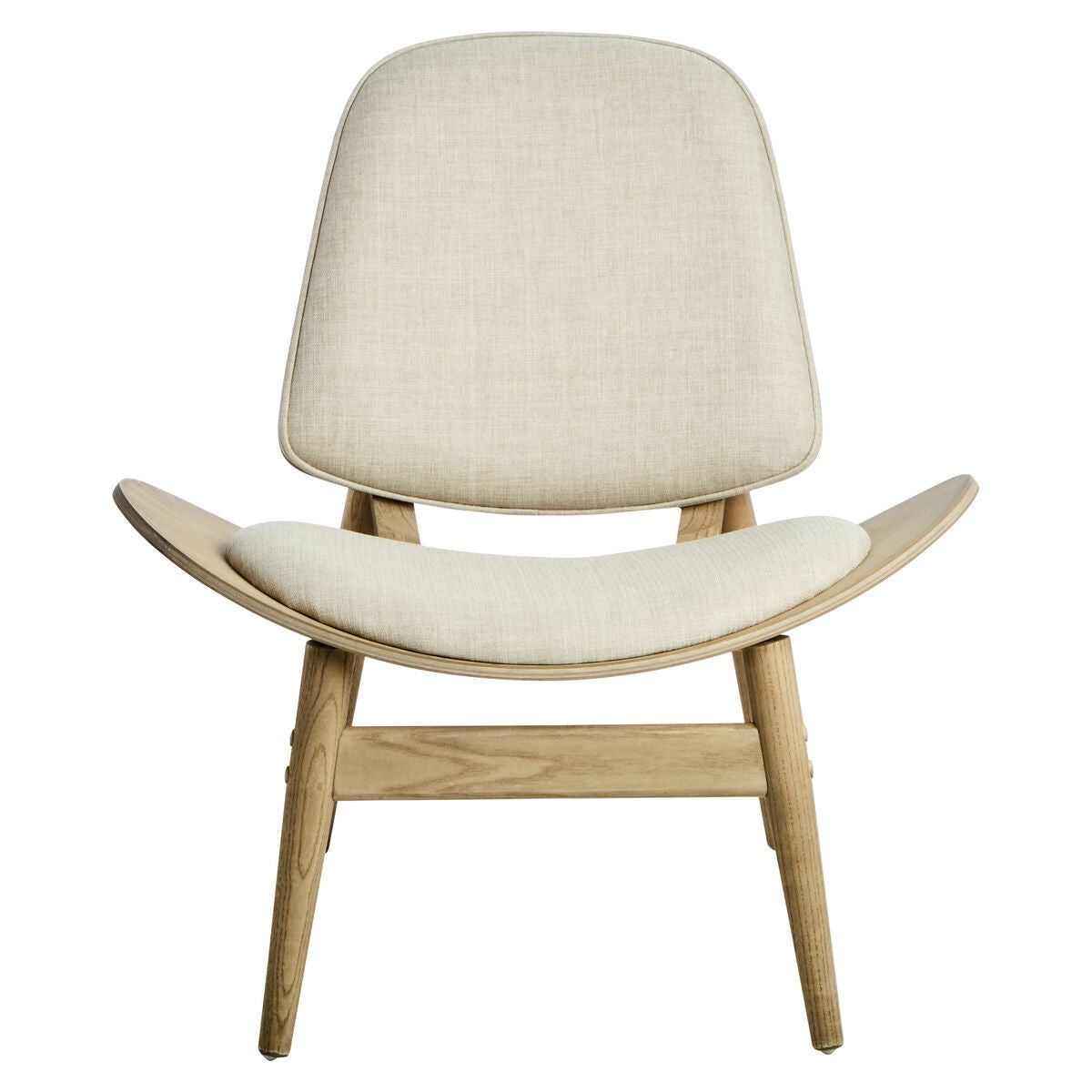 Vinsi Beige Fabric and Washed Elm Wood Chair