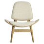 Vinsi Beige Fabric and Washed Elm Wood Chair