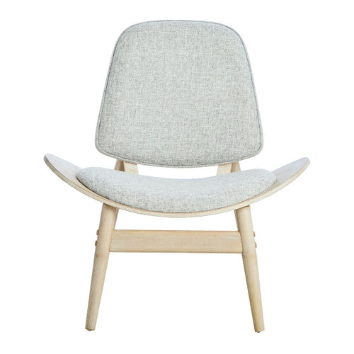 Vinsi Grey Fabric and Washed Elm Wood Chair