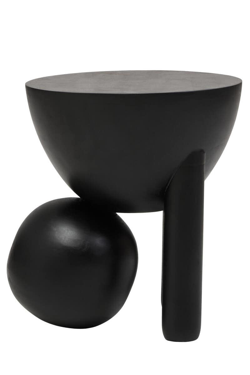 Walsa Black Finish Mango Wood Ball Detail Side Table