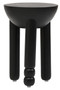 Walsa Black Finish Mango Wood Column Detail Round Side Table