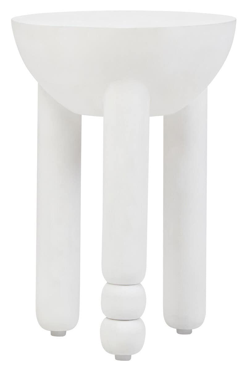 Walsa Whitewash Mango Wood Column Detail Round Side Table