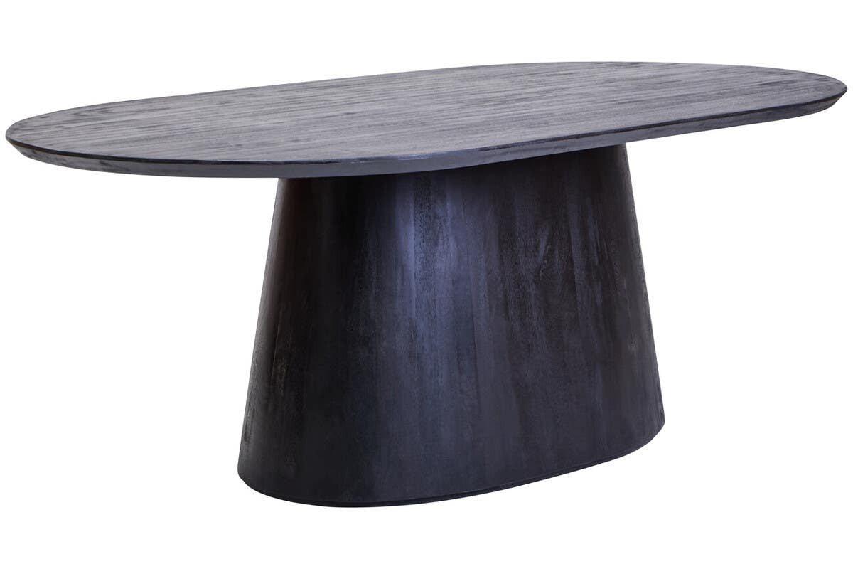 1Perdoba Mango Wood Oval Dining Table in Black Finish