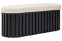 Perdoba Black Finish Mango Wood and Cream Linen Bench