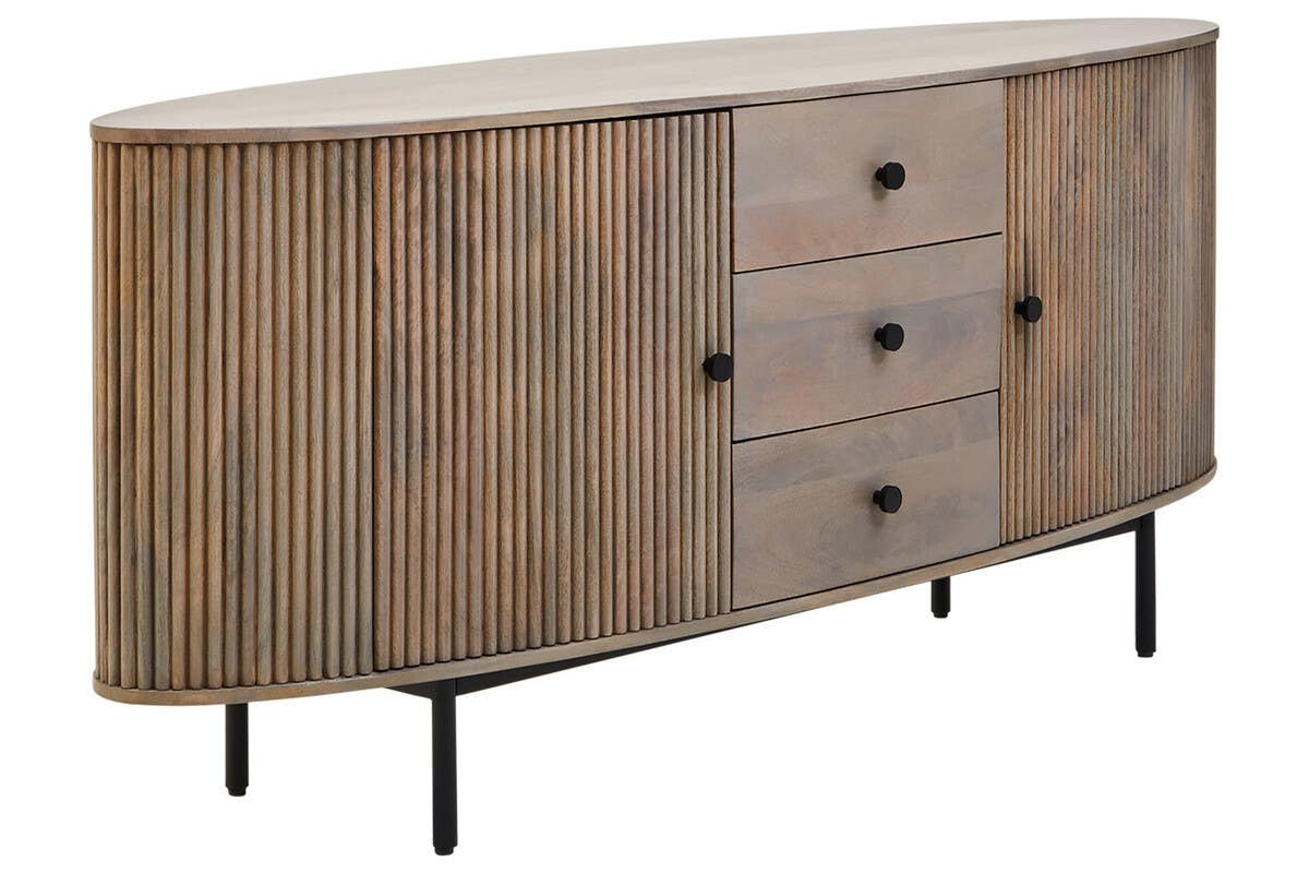 Torello Two Door Three Drawer Grey Mango Wood Sideboard