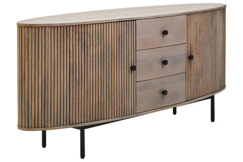 Torello Two Door Three Drawer Grey Mango Wood Sideboard