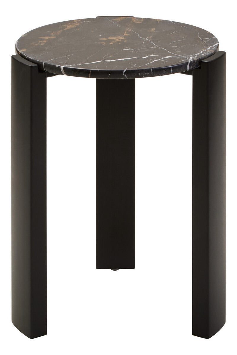 Palermo Black and Gold Marble Top Round Side Table