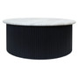 Walton Travertine Top Coffee Table with Black Acacia Wood Base