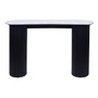 Walton Travertine Top Console Table with Black Acacia Wood Legs