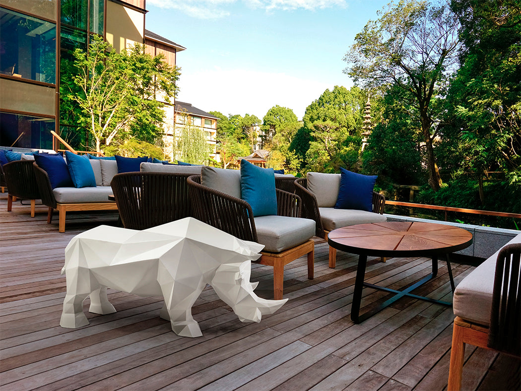 Modernist Rhinoceros Sculpture in Pristine White