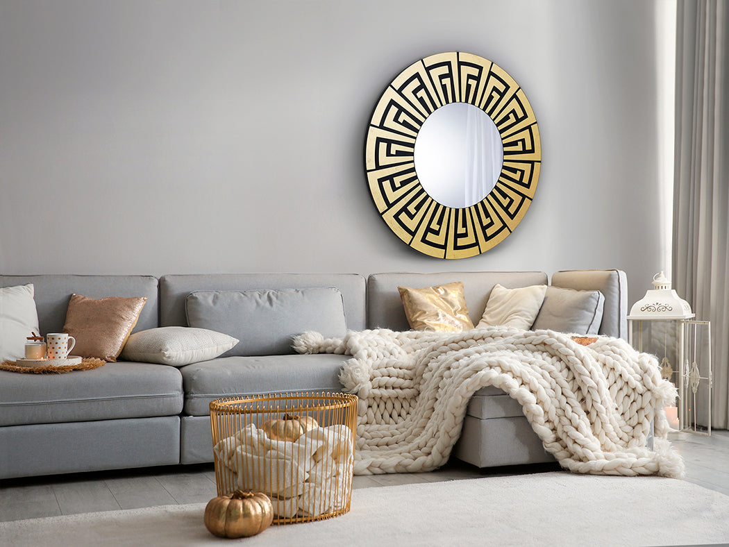 Golden Leaves Mirror with Black Accents, D90