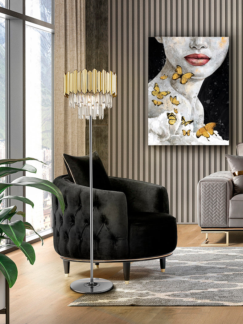 Glamour Glow Trio Floor Lamp in Chrome Gold