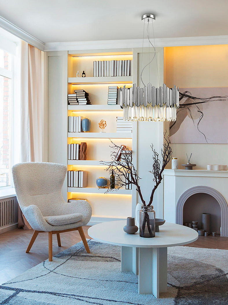 Radiant Elegance: Chrome Tiara 6-Light Chandelier