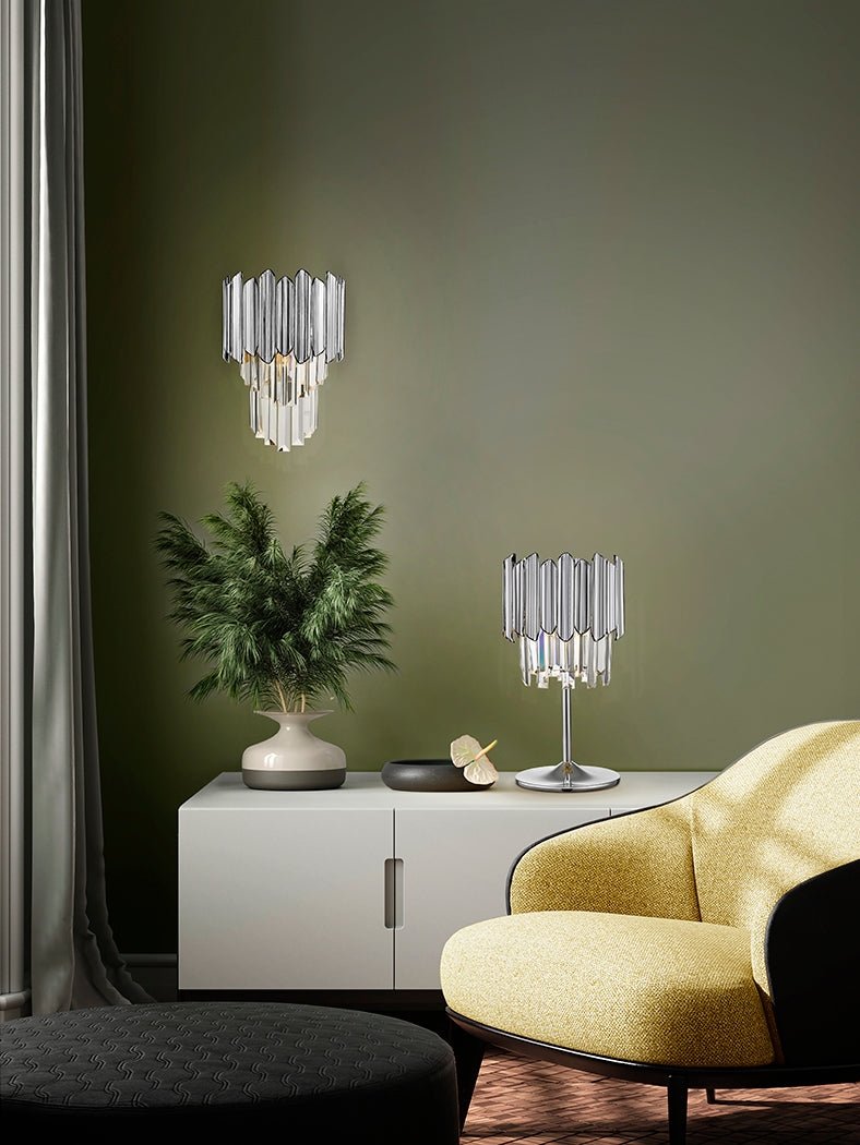 Elegant Chrome Wall Sconce with Crystal Design