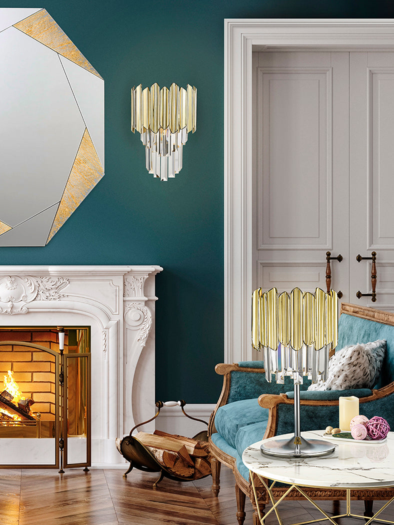 Glistening Gold Chrome Tiara Wall Light Fixture