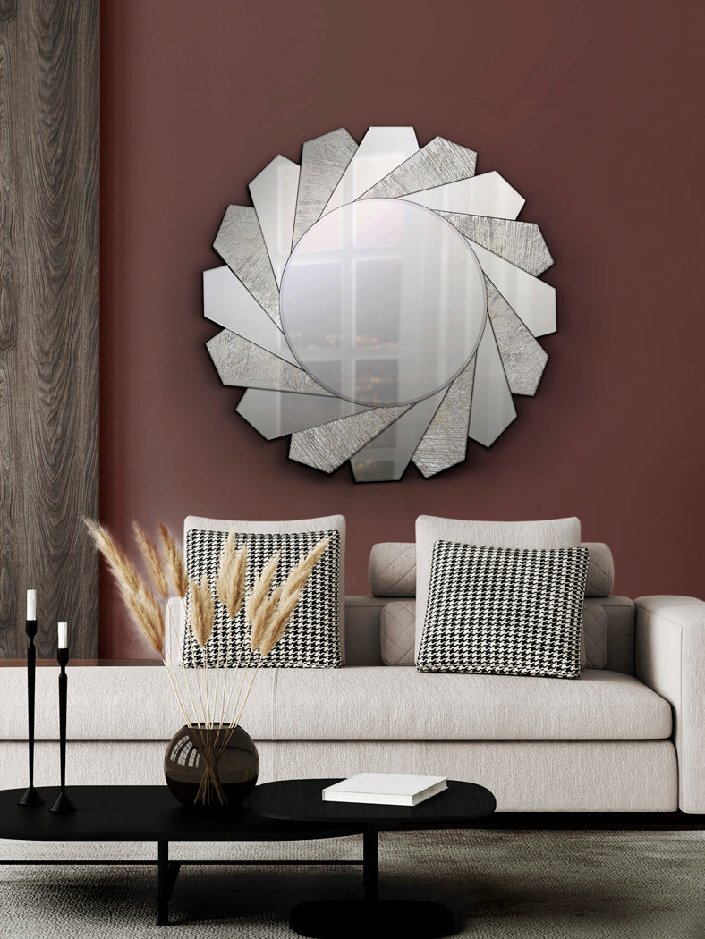 Silver Radiance Circular Mirror Ø100 Cm