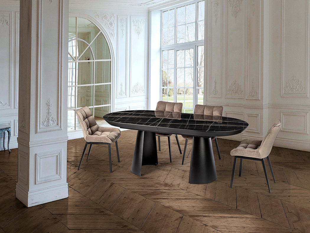 Elegant Black Marble Dining Table - Capri Collection