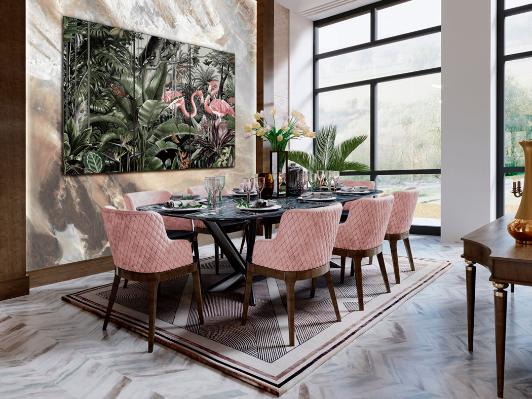 Graceful Dance of Flamingos Triptych 180x120