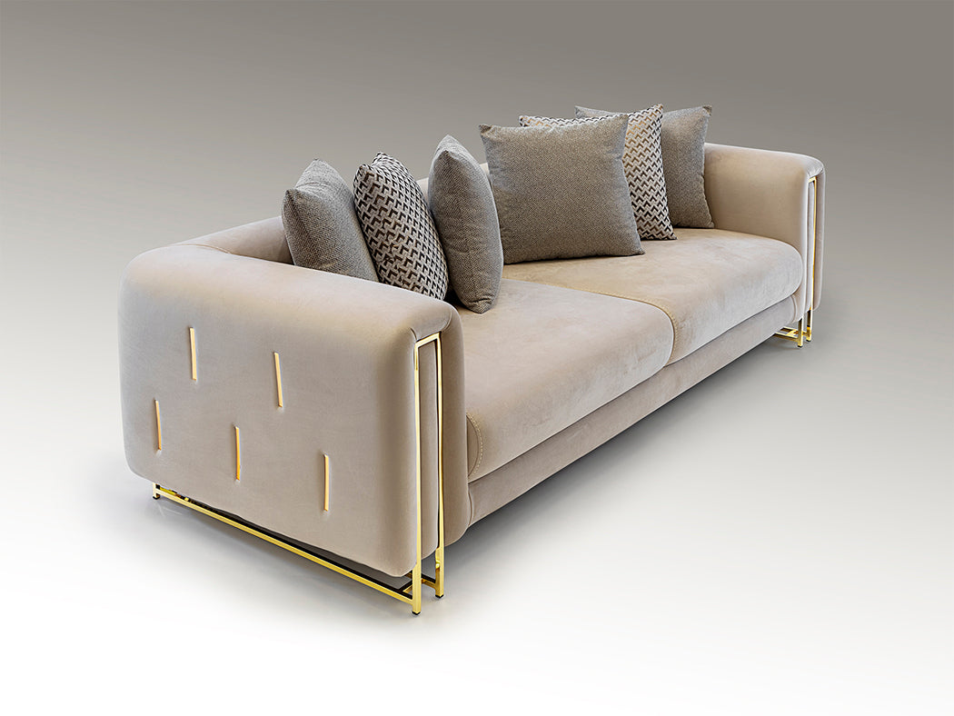 Elegant Vienna Three-Seater Sofa in Beige Gold