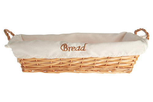 Willow Rectangular Wicker Bread Basket With Cream Inner