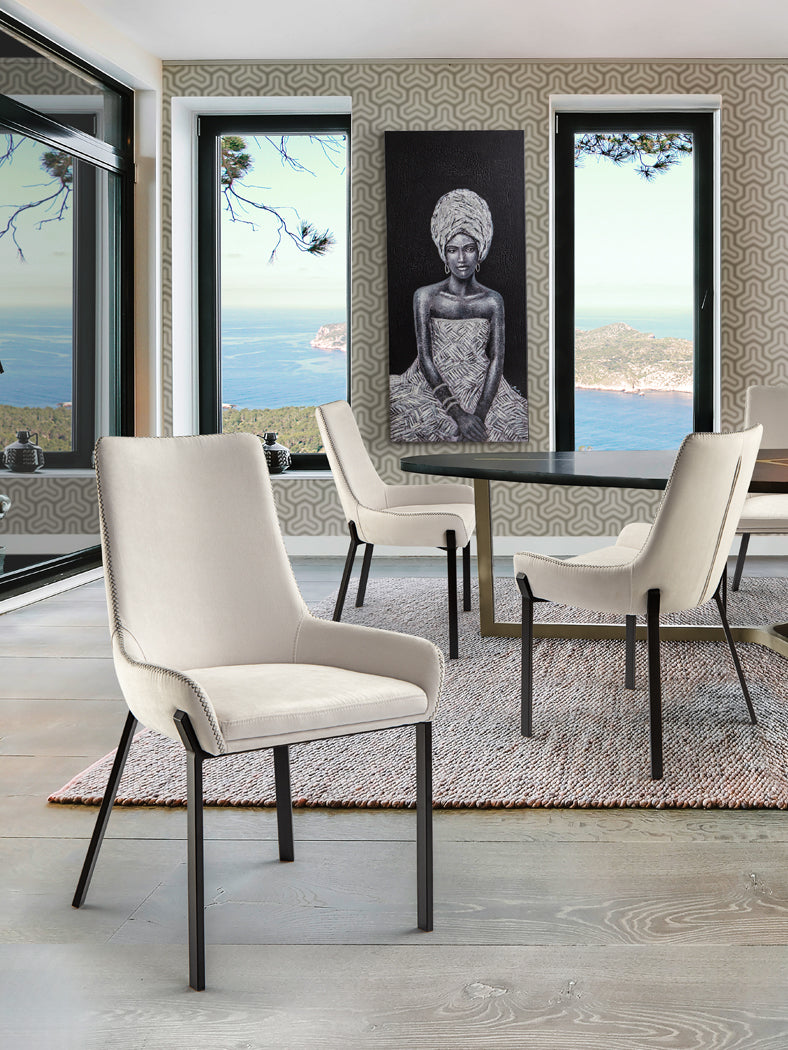 Diane Chair: Monochrome Elegance in Black, White & Grey Threads