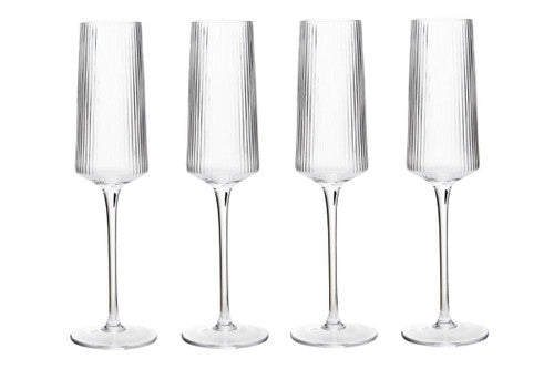 Eldon Set Of 4 Ribbed Champagne Glasses