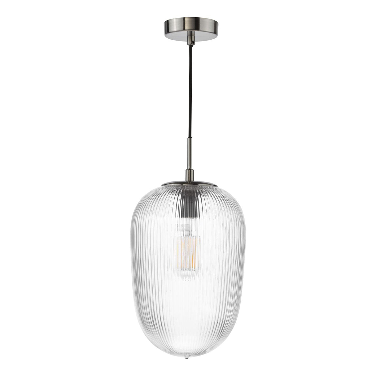Abrielle Pendant Brushed Nickel and Ribbed Glass