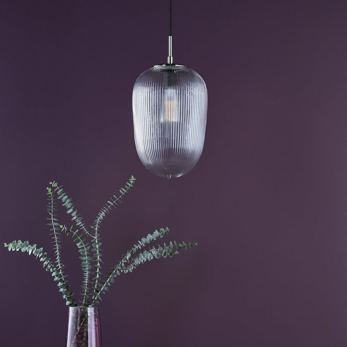 Abrielle Pendant Brushed Nickel and Ribbed Glass