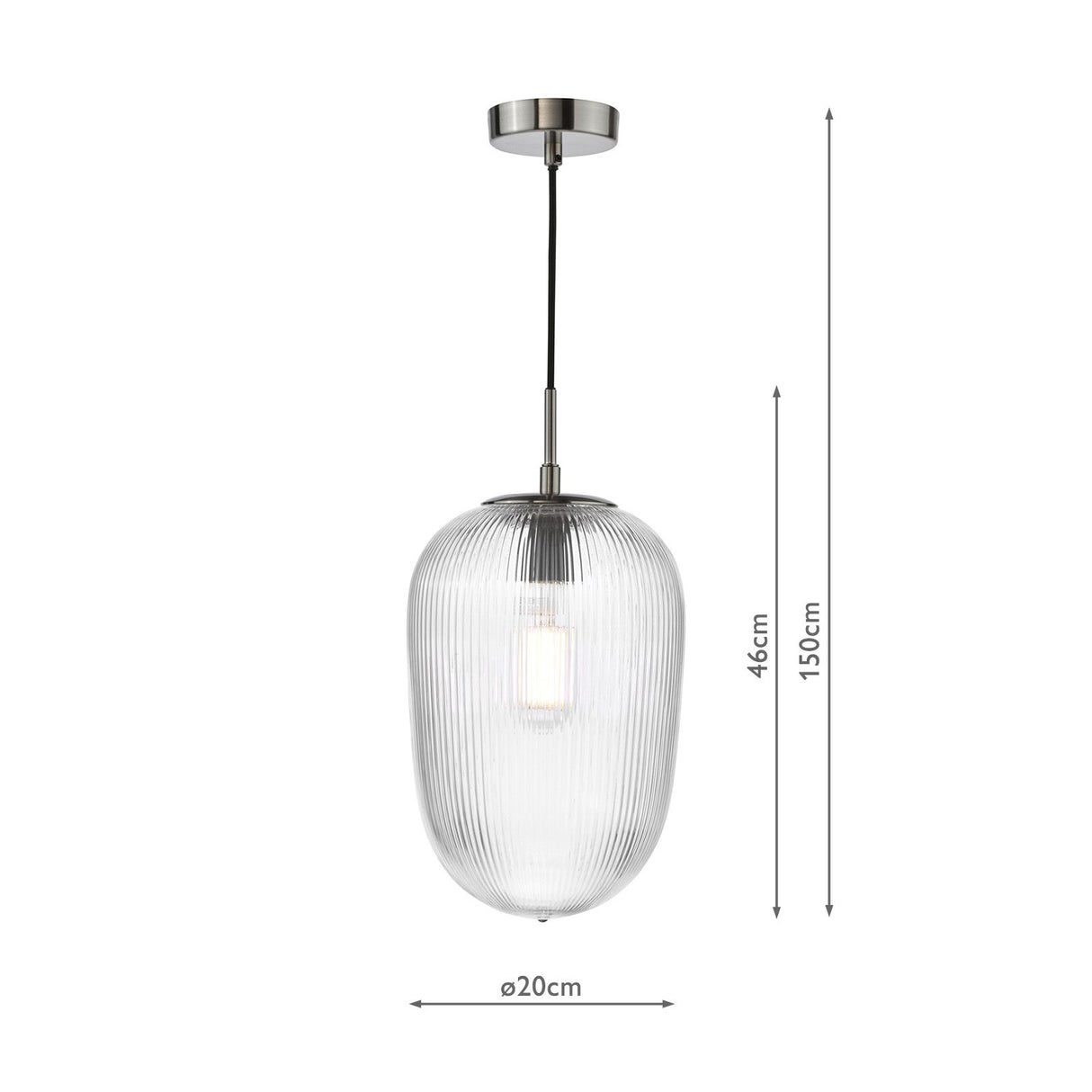 Abrielle Pendant Brushed Nickel and Ribbed Glass