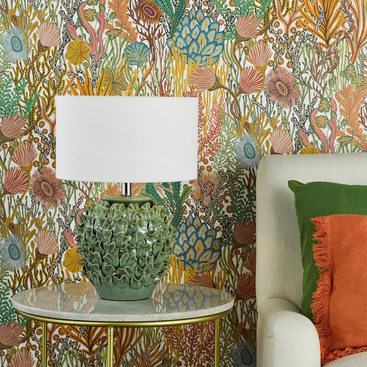 Ailsa Ceramic Table Lamp Green With Shade