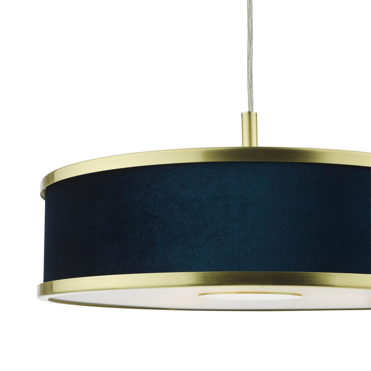 Alvaro 3 Light Pendant Brushed Brass and Blue With Shade