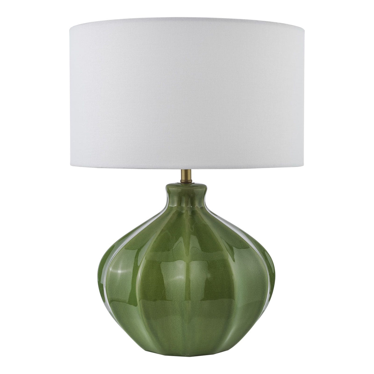 Amrita Ceramic Table Lamp Green and Antique Brass With Shade
