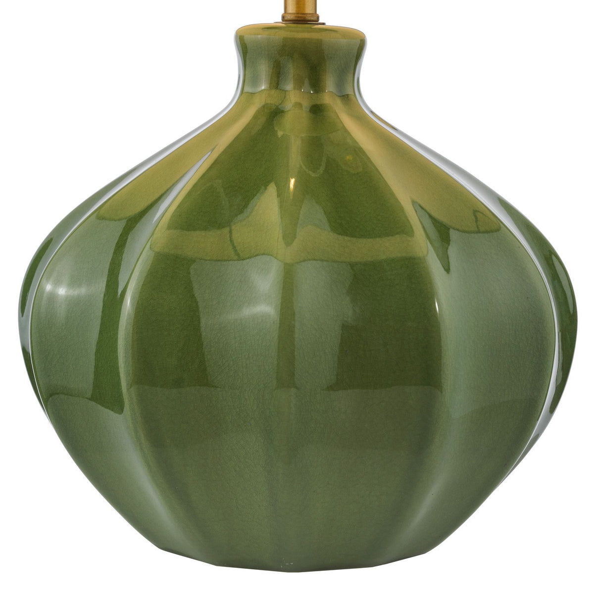 Amrita Ceramic Table Lamp Green and Antique Brass With Shade