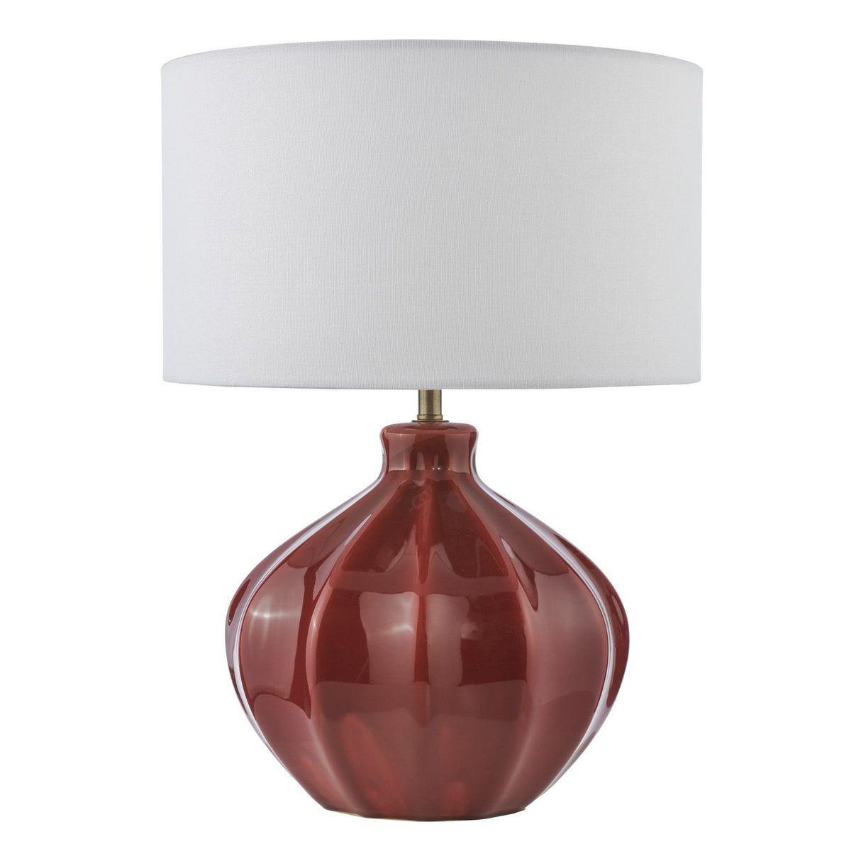 Amrita Ceramic Table Lamp Red and Antique Brass With Shade