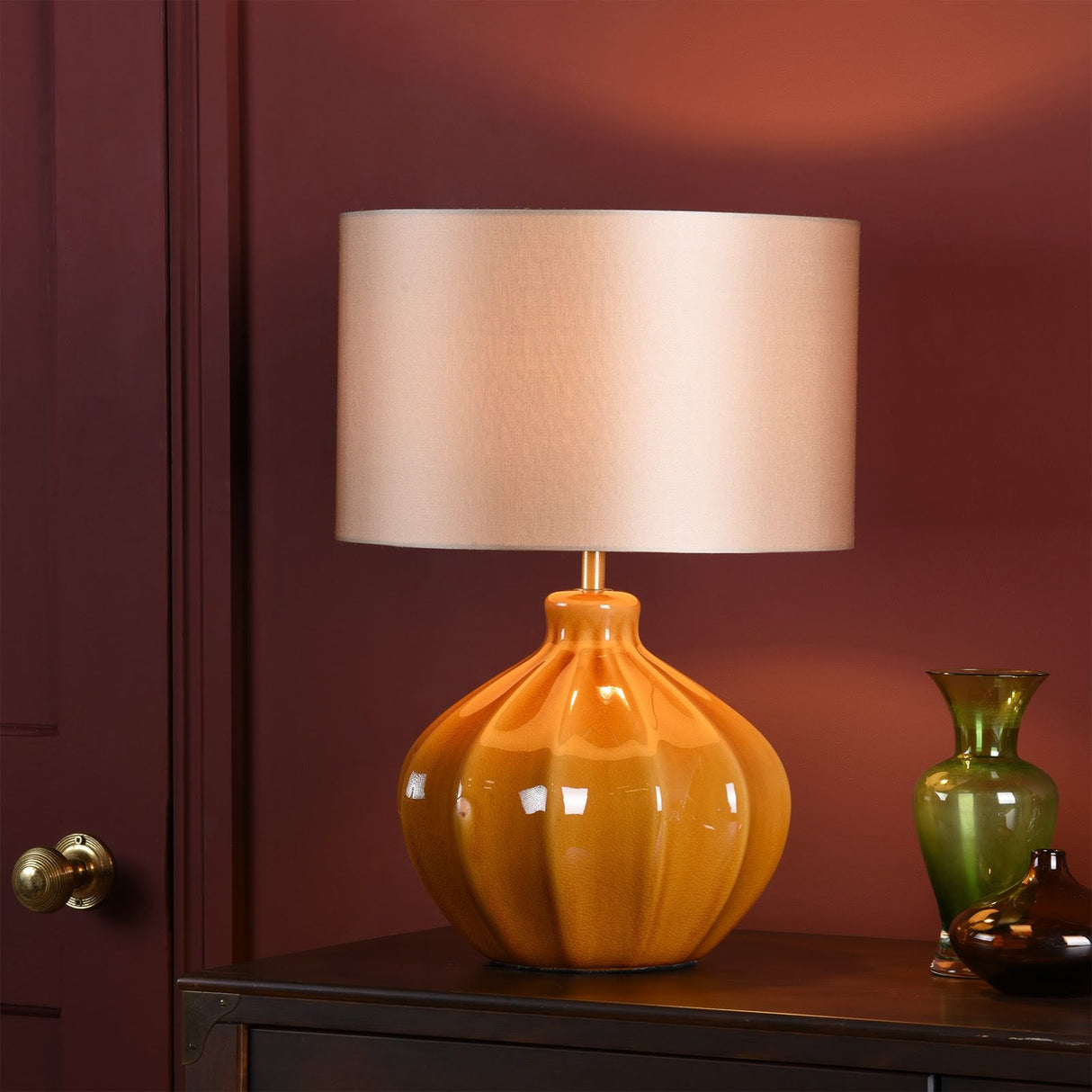 Amrita Table Lamp Brown and Antique Brass Base Only