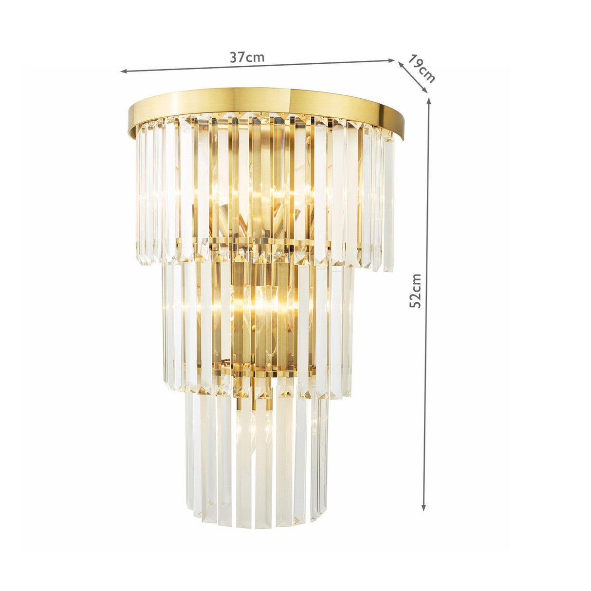 Angel 6 Light Wall Light Crystal and Antique Gold